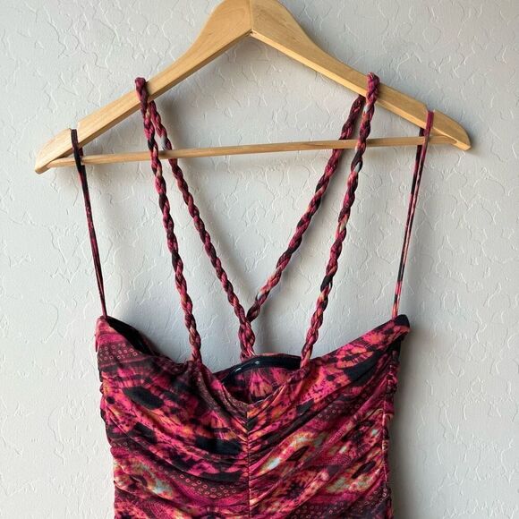 NEW Ulla Johnson Dress Marcella Wild‎ Rose Pink Print Halter Midi Dress Size 2 - Picture 9 of 12